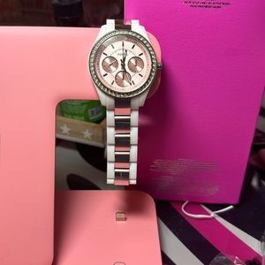Fossil/Women's Stella White Plastic with Pink Aluminum Center L Pink Dial Watch